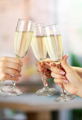 Corporate party sparkling champagne glasses