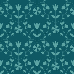 Seamless blue ornamental decorative pattern