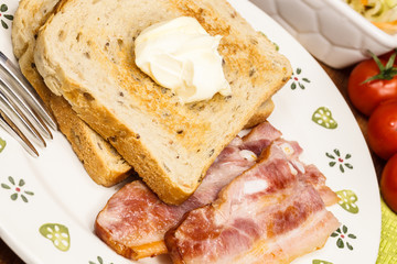 Smoked bacon and toast