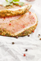 raw pork meat with spice