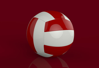 3d Volleyball ball isolated on red