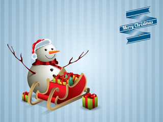 Snowman and sleigh postcard