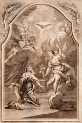SLOVAKIA - 1768: Annuntiation. Archangel Gabriel and Virgin Mary