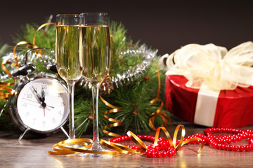 Glasses of champagne at new year party