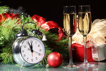 Glasses of champagne at new year party