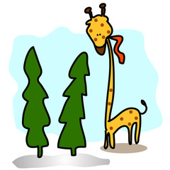 Big Giraffe cartoon hand-drawn