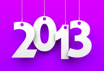 White tags with 2013 on purple background