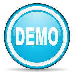 demo blue glossy icon on white background