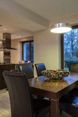 Travertine house - dining room table