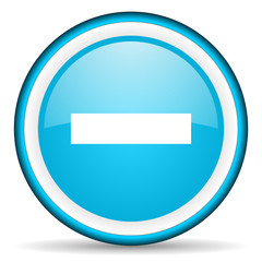 minus blue glossy icon on white background