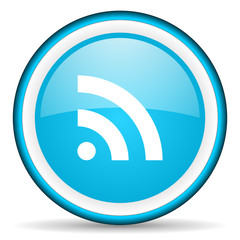 rss blue glossy icon on white background