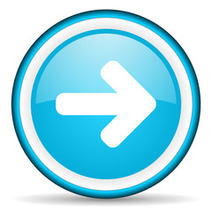 arrow right blue glossy icon on white background