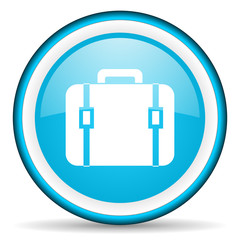 financial blue glossy icon on white background