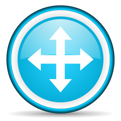 Fototapeta premium move arrow blue glossy icon on white background