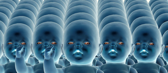 Eine Serie von Puppen als Symbol fuer Klonen - obrazy, fototapety, plakaty