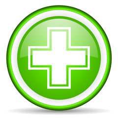 Obraz premium pharmacy green glossy icon on white background