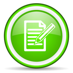 notes green glossy icon on white background