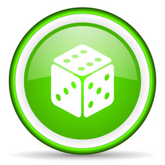 dice green glossy icon on white background