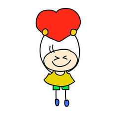 happy kids cartoon hand-drawn