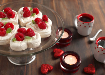 Heart Shaped Pavlova with Raspberries