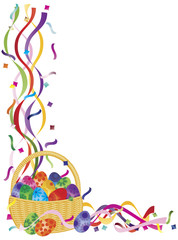 Easter Eggs Basket Confetti Border Illustration