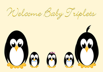 Naklejka premium Welcome Baby Penguins - triples