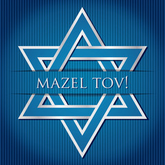 "Mazel Tov!" blue star of David card in vector format.