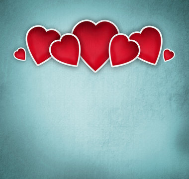 Valentines background: group of hearts over grunge background