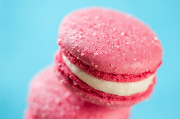 Horizontal shot of a French macaroon, close-up