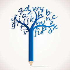 education pencil tree with alphabet stock vector - 47733226