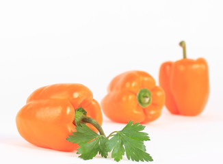 fresh pepper vegetables isolated on white
