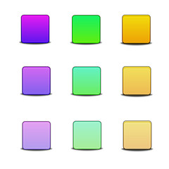 Colorful bevel styled icon set on white background