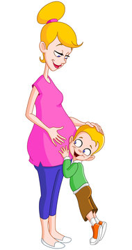 Pregnant mom with son