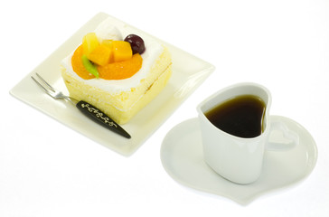 fruit cake and coffee