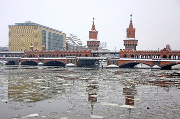 Oberbaumbrucke bridge across the Spree river in Berlin, Germany