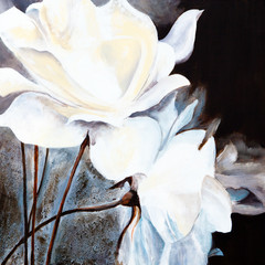 Plakat Obraz olejny: Białe róże