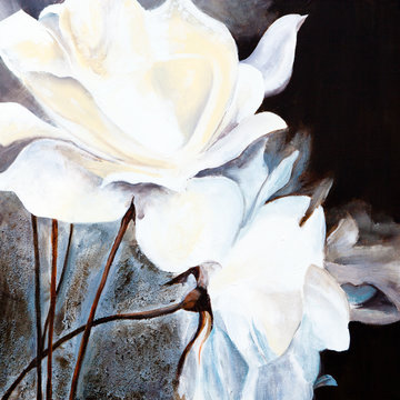 Ölbild: Weiße Rosen