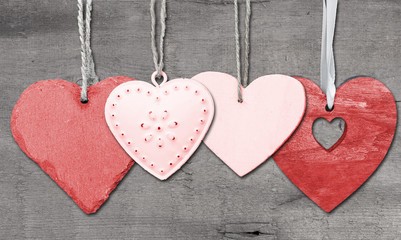 Valentine's Day love heart on rustic style background