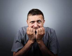 Intense fear businessman, concept deep dark crisis