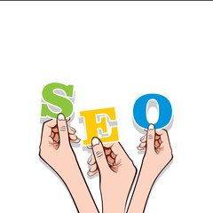 SEO text in hand stock vector