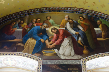 Interior of the Barbara Church in Pochaev Lavra, the painting on - 47744092