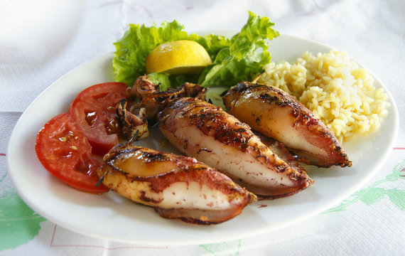 Grilled Calamari With Rice