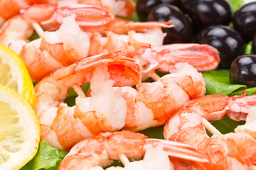 tiger prawns on a skewer