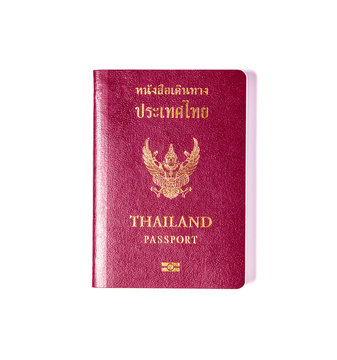 Thailand passport isolated on white background with shadow