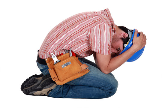Tradesman grieving