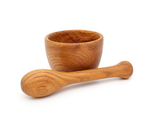 wooden mortar and pestle