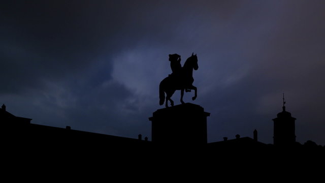 Portugal Ducal Palace in Vila Vicosa night storm