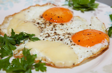 fried eggs on a plate