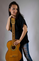 Fototapeta premium woman with guitar