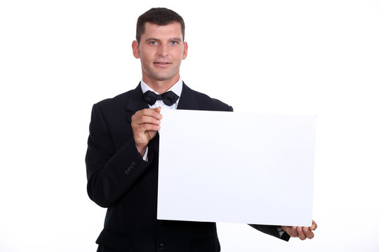 Waitor holding a blank menu